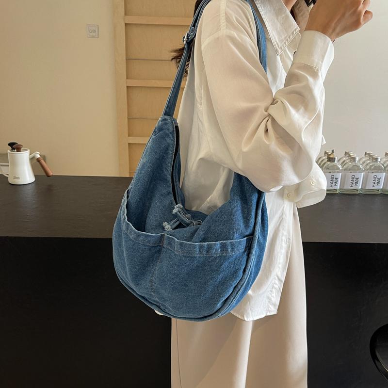 Denim Bag Women Tote Bag Student Class Large Capacity Shoulder Bag Crossbody Bag
