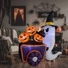 Halloween Inflatable Cart Pumpkin Inflatable Ornaments LED Light Outdoor Garden Decorations