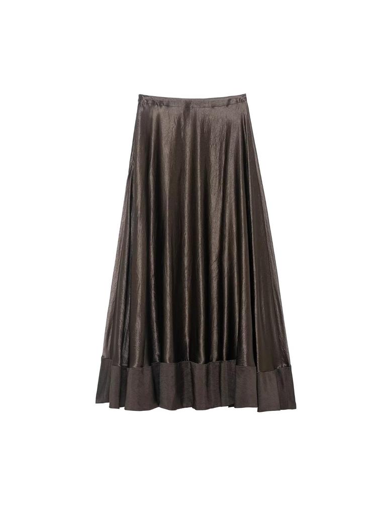 Autumn/Winter European & American Style Women's Silk Satin A-line Midi Skirt