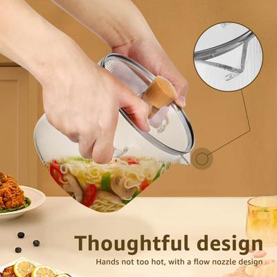 Pentola da Cucina in Vetro 1600ML/2300ML Vetro Borosilicato Trasparente Pentola a Lenta Cottura con Coperchio Pentole Multifunzionali per Cucina