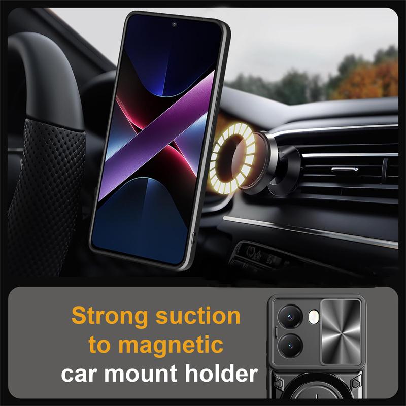 For Poco X7 Pro 5G Case Slide Lens Shockproof Back Cover for Poko Little X7 X7 Pro X7pro Pocox7pro Car Magnetic Ring Stand Funda