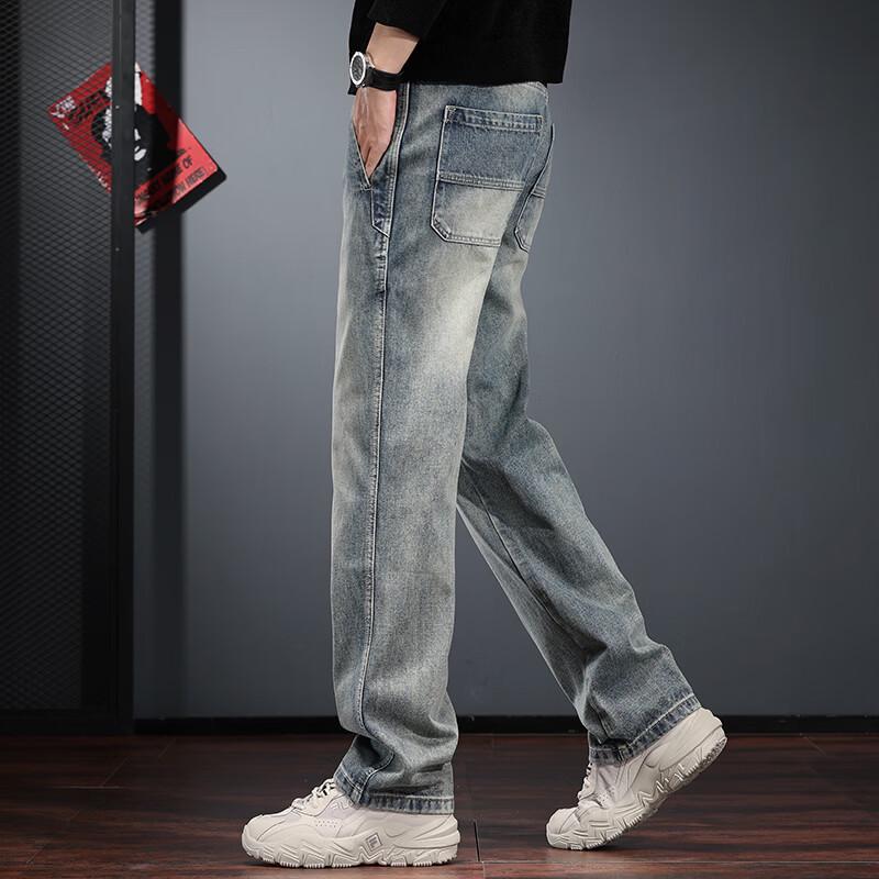 Men's American Retro Washed Loose Straight Leg Jeans