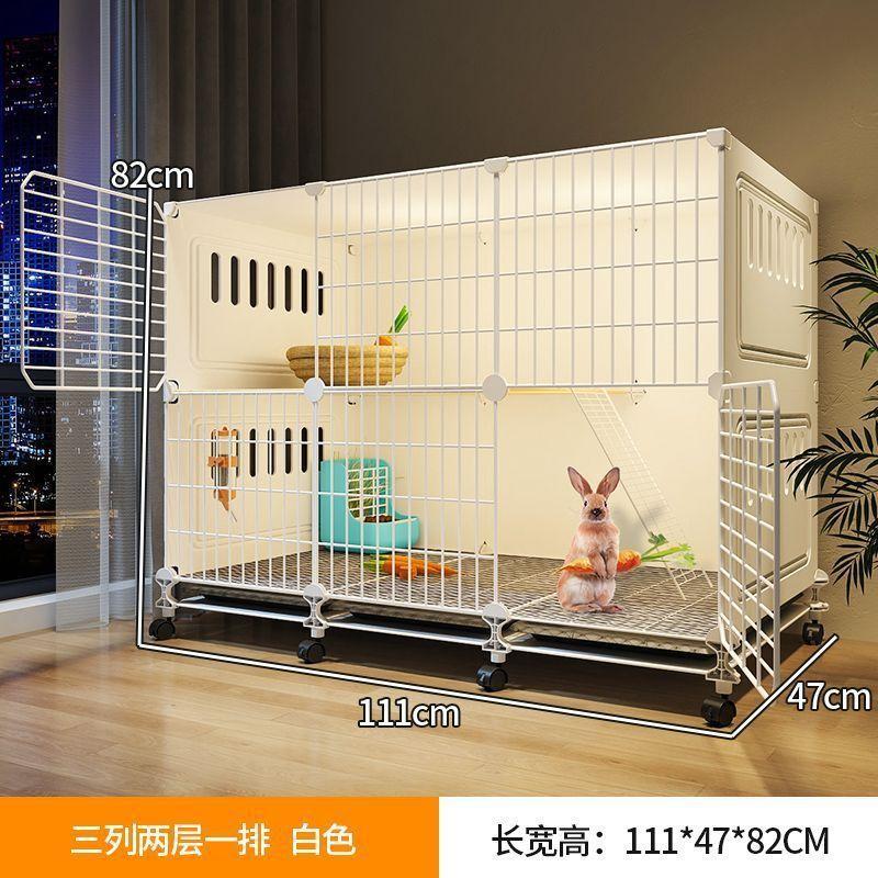 Jaula Grande de Conejo de Lujo Hábitat Interior de 2 Pisos con Rampa Limpieza Automática de Excrementos Casa para Cobayas Casa Espaciosa para Mascotas Pequeñas