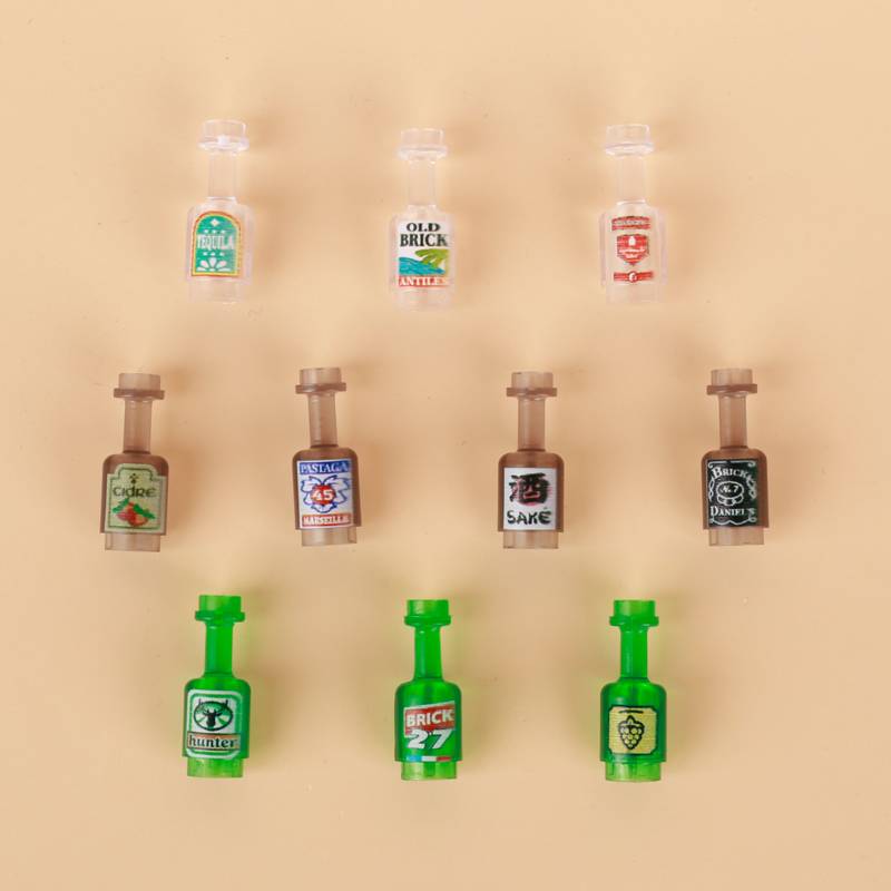 MOC Building Blocks Bonfire Flame Medieval Wine Bottle Accessories Set Candlestick Model Mini Brick Compatible Toy Gift DIY X019