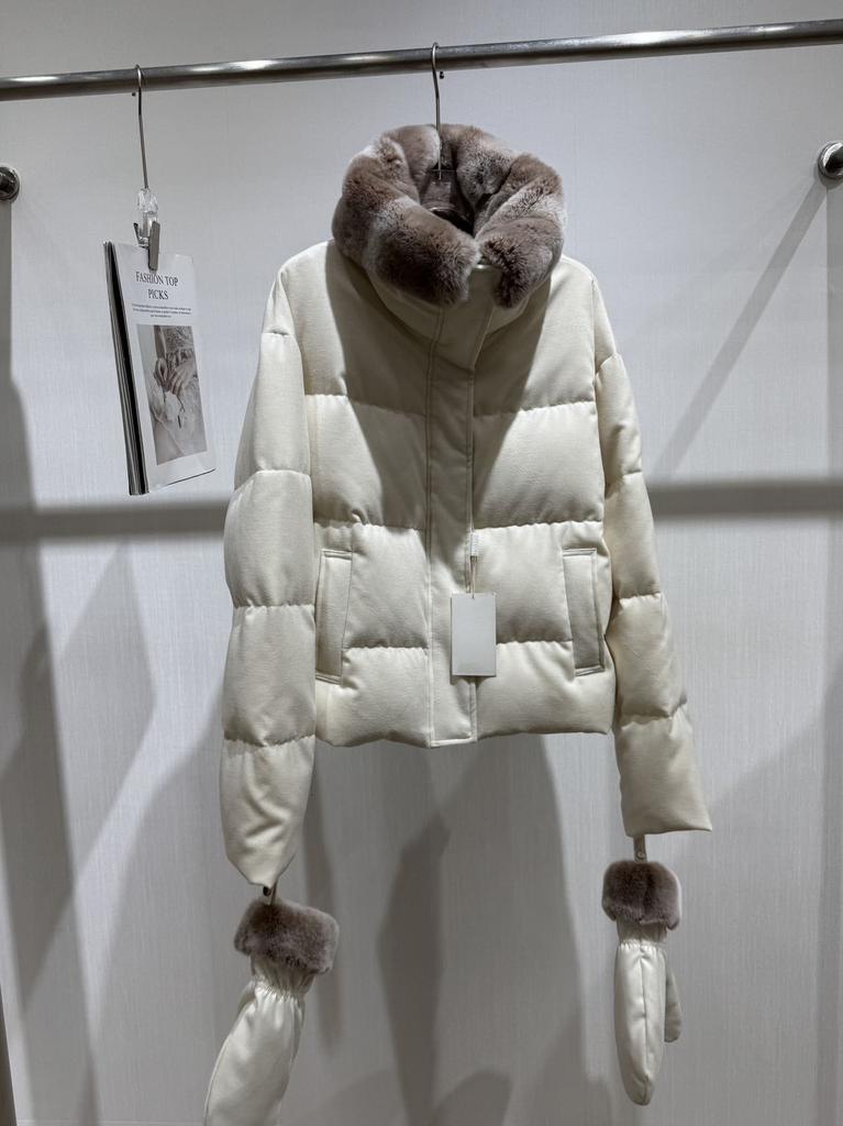 Max-M Premium Simple Goose Down Jacket Women's Rise Rabbit Fur Fur Collar Gloves Warm Bread Down