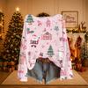 Damen Weihnachtsdruck Leichter Strickpullover Langarm Lässiger Pullover Top