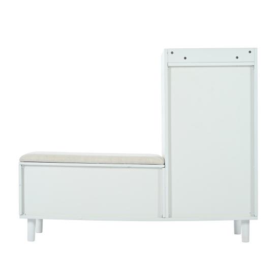 Shoe Cabinet Large Capacity Strong Load Bearing Dustproof Upholstered Seat with Bench Store Shoes Smooth Edge Shoe Changing Stool