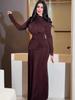 2025 Autumn European & American Women's Waist-Cinching Solid Color Long Dress