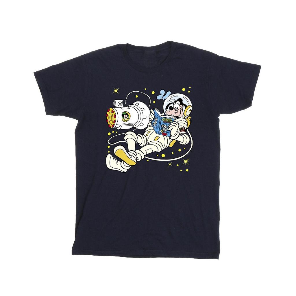 Disney Mens Goofy Reading In Space T-Shirt