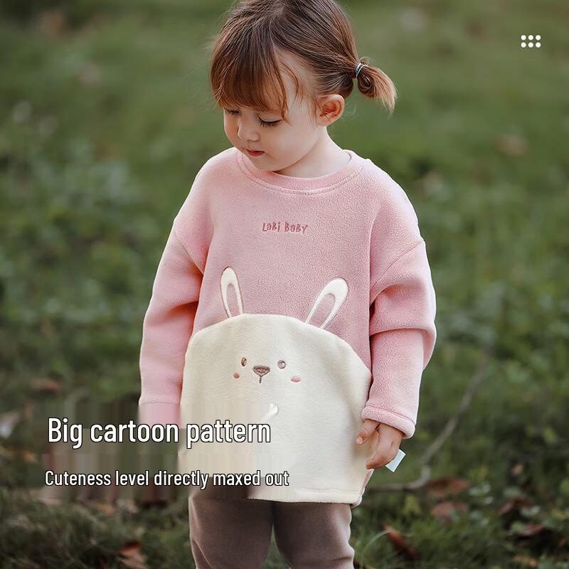 Labi Kinder Doppelseitiges Fleece Langarm Rundhals Oberteil