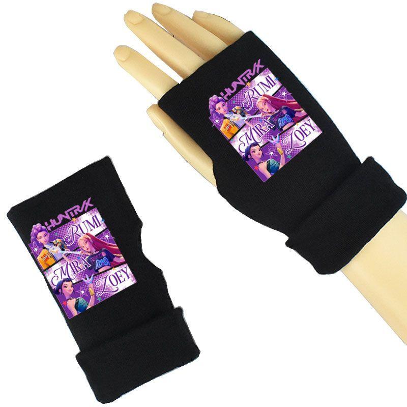 K-POP Witch Hunt Team Gloves, Children's Cycling and Writing Half-finger Gloves, Autumn and Winter Warm Gloves
