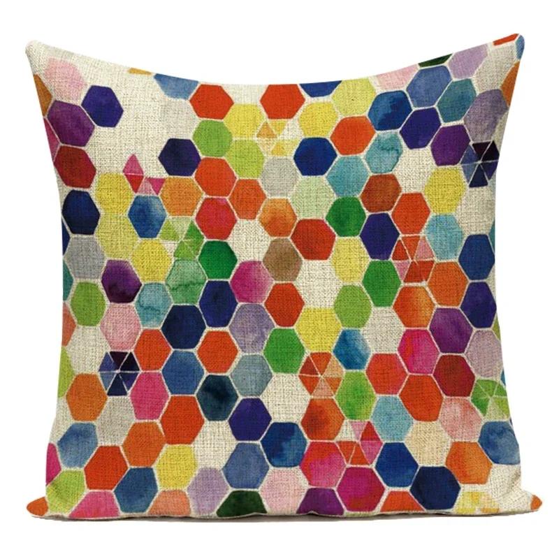 Creative Homewares Unisex Colorful Geometry Pattern Decorative Pillows Cushion Cover Home Decor Pillowcase Sofa Car Living Room Pillow Cases