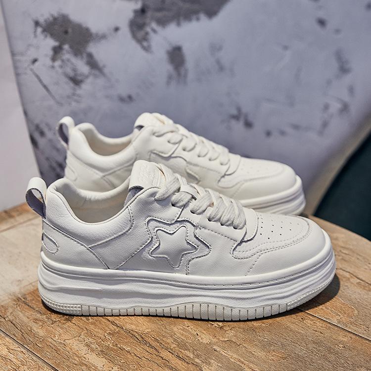Star Leather Little White Shoes Spring and Summer Versatile Color Matching Casual Board Shoes Platform Dissolving Sports Shoes Women