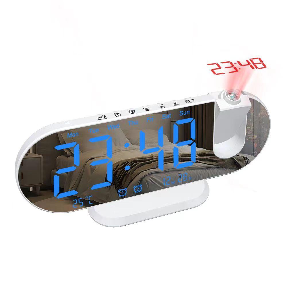 Multifunctional RGB Radio Projection Clock Creative LED Alarm Clock Temperature and Humidity Digital Projection Clock Mirror Electronic Clock