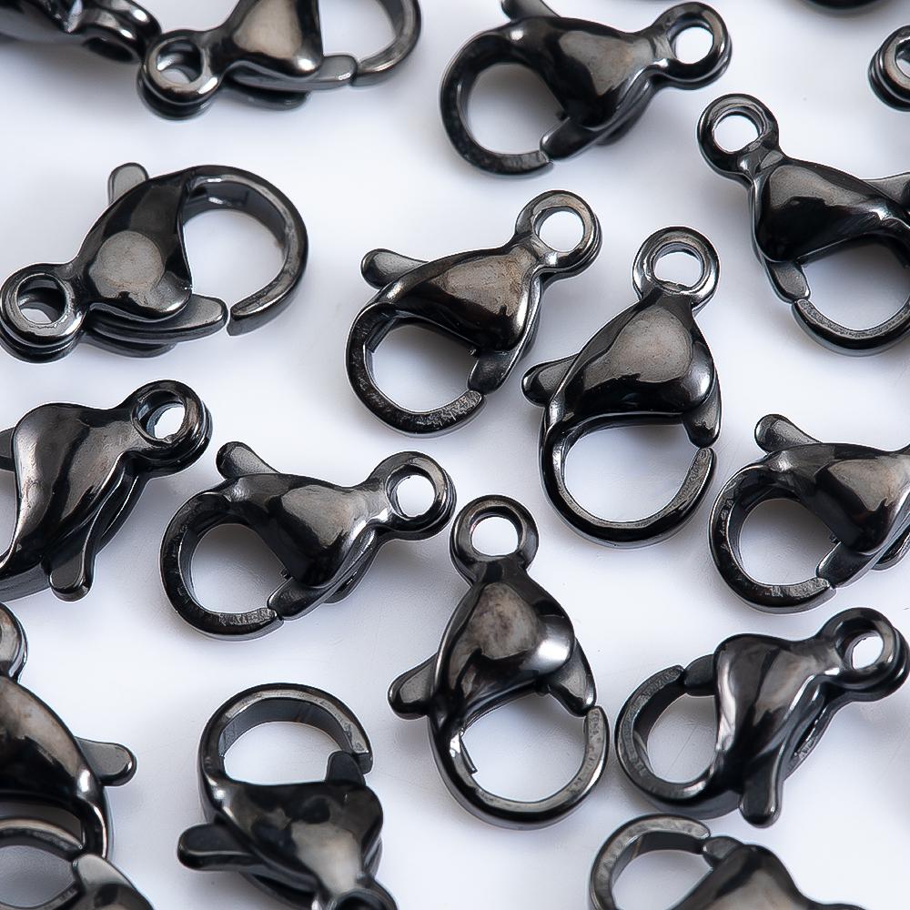 20pcs Black Stainless Steel Lobster Clasps 9/10mm Connector Clasp for DIY Bracelet Necklace Chain Claw Jewelry Making Supplies