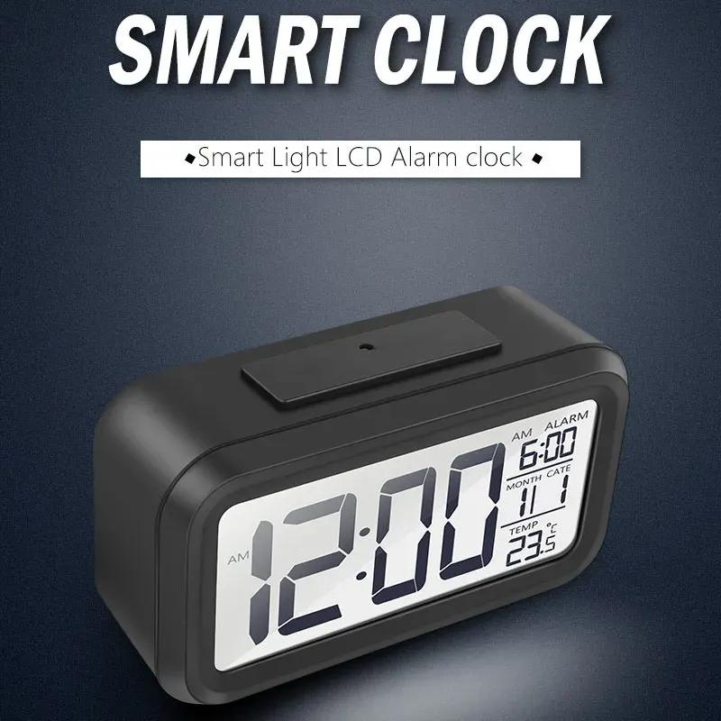 2024 LED Digital Alarm Clock Backlight Snooze Mute Calendar Desktop Electronic Bcaklight Table Clocks Desktop Clock Battery - for LED