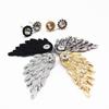 Women Retro Gothic Cool Jewelry Angel Wing Rhinestone Ear Jacket Earrings