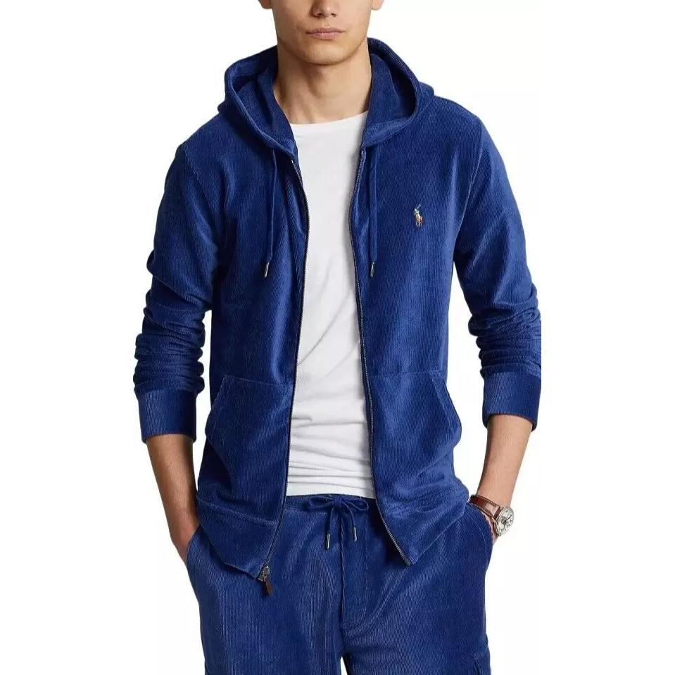 Polo Ralph Lauren Solid Logo Zip-Up Hoodie Men Outerwear Blue 710877154-001