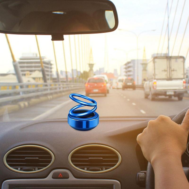 Car Aromatherapy Decoration Solar Rotating Air Freshener Double Ring Suspension Creative Ornament Car Interior Accessories