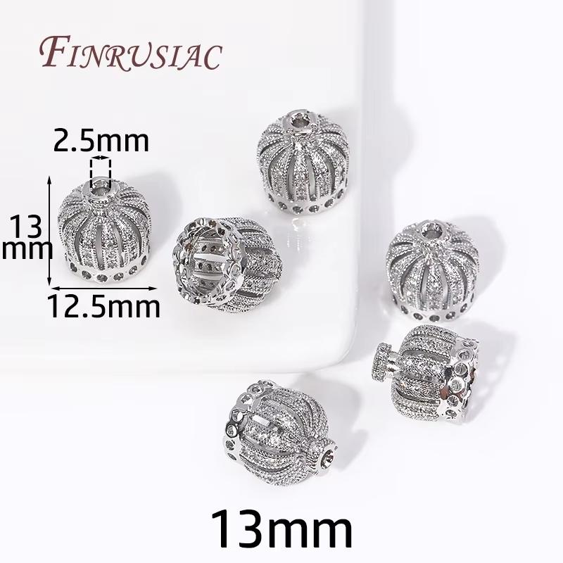 18K Gold Plated Brass with Zircon Spacers Bead Caps For Jewelry Making,Flower Bead End Caps DIY Necklace Bracelets Accessories