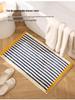 Thickened Anti-Slip Bedroom Rug: Flocked, Wear-Resistant, Water-Absorbent Foot Pad with Simple Striped Design