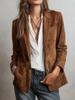 Elegant Brown Suede Plush Women's Jacket with Pockets and Buttons - 2026 Autumn Collection