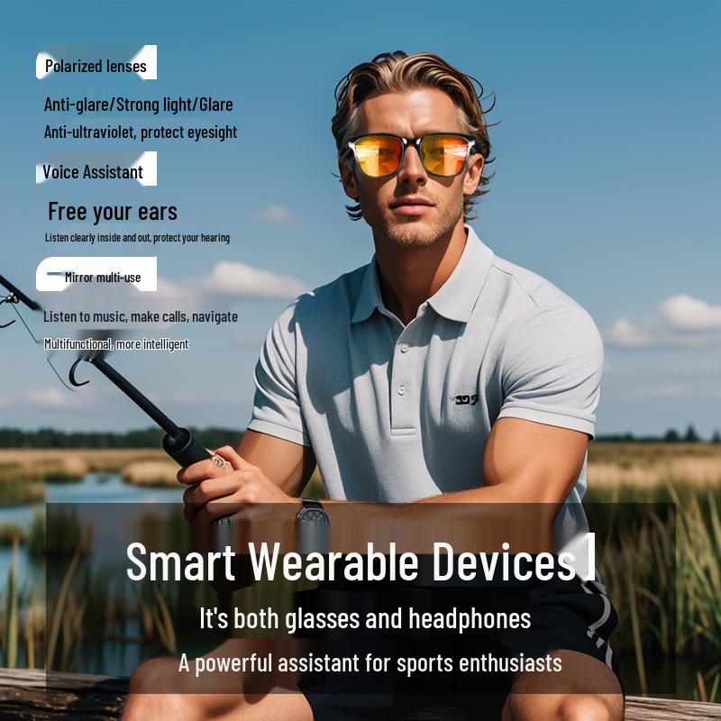 Smart Bluetooth Glasses with Polarized Anti-UV Lenses for Music, Calls, Navigation - Ideal for Driving and Fishing