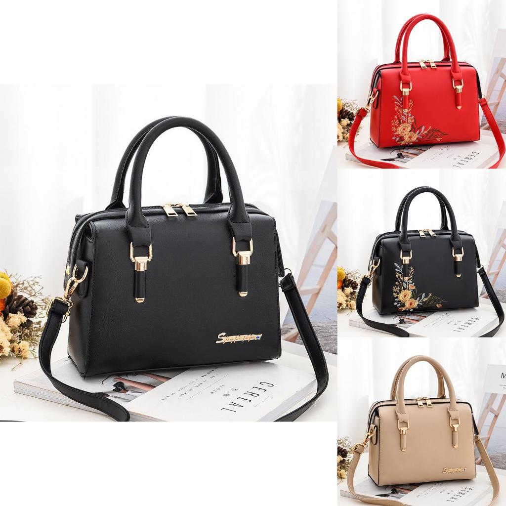 Style Pu Handbag With Embroidered Flowers For Daily Fashion And Casual Outings