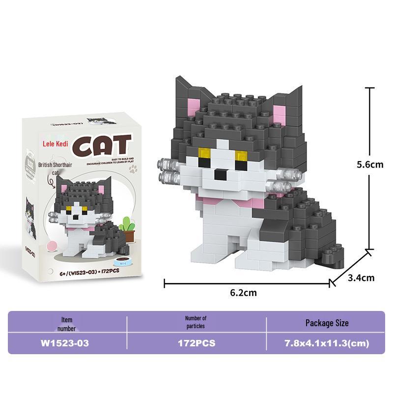 Lele Brothers Micro-Particle Building Blocks Orange Cat Model - Compatible with Lego Educational Toy for Kids