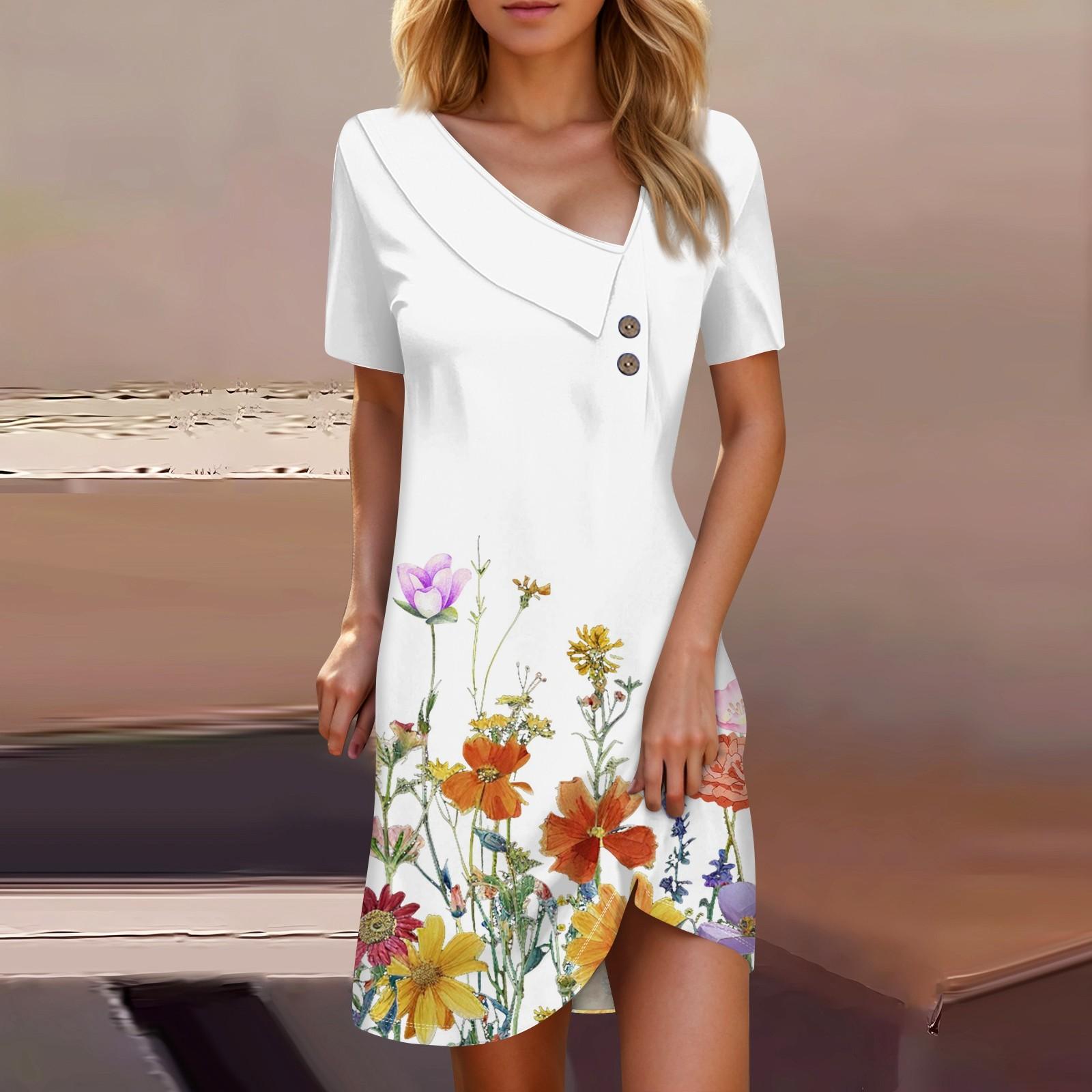 

Жіночі літні повсякденні сукні з принтом і короткими рукавами XXL помаранчевий