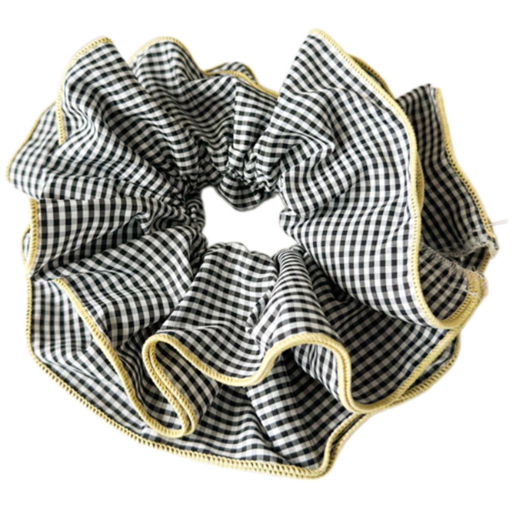 Fashionable Plaid Ruffles Double Layer Scrunchies for Women Retro Korean Oversized Pleated Hair Ties Hair Decoration