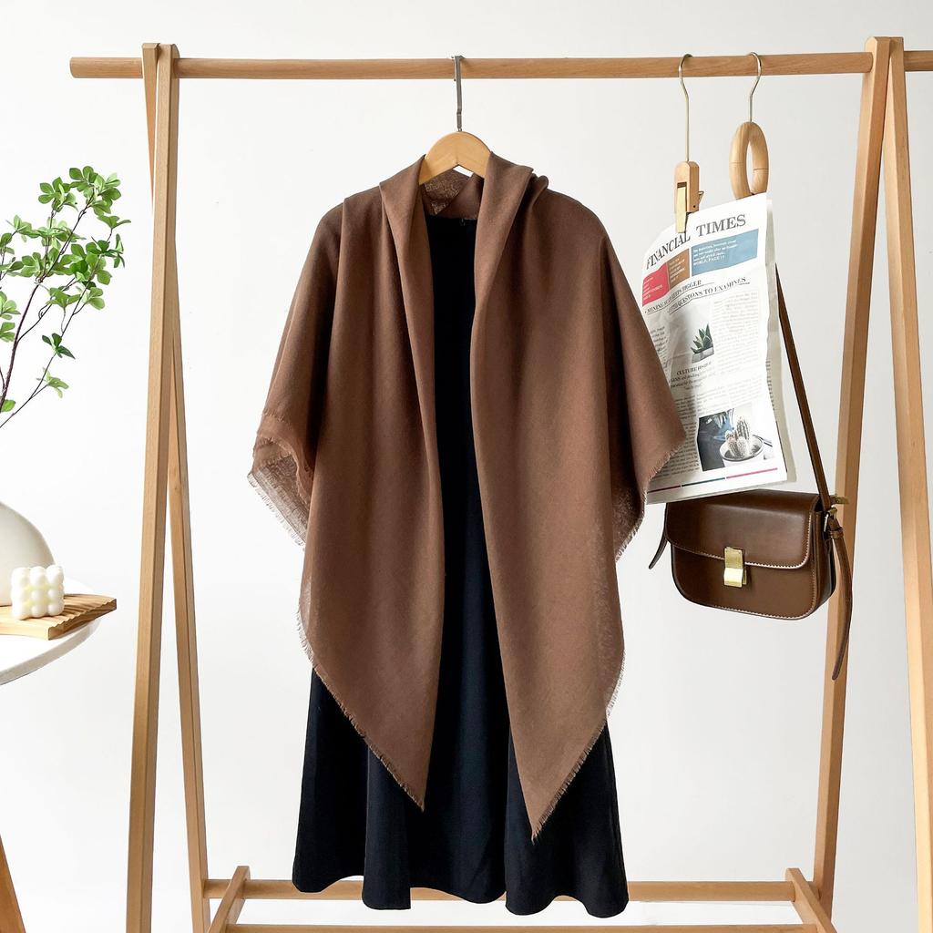 Spring new high-end imitation cotton and linen cm large square scarf monochrome silk scarf shawl women's scarf