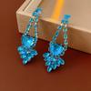 Silver Needle New Chinese Zircon Leaf Water Drop Earrings Light Luxury Premium Sense Earrings Retro Court Style Temperament Earrings Women