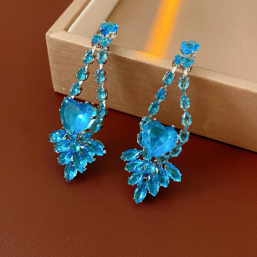 Silver Needle New Chinese Zircon Leaf Water Drop Earrings Light Luxury Premium Sense Earrings Retro Court Style Temperament Earrings Women