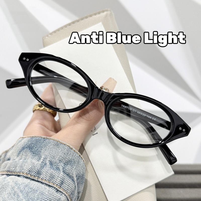 Small Oval Frame Plain Glasses Fashion  Anti-blue Light Decorative Glasses Ultra-light and Comfortable Women's Grade Glasses