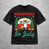 Novelty Men Women Christmas In July Vacation Tee Shirt Oversize Washed  T Shirts Outfits