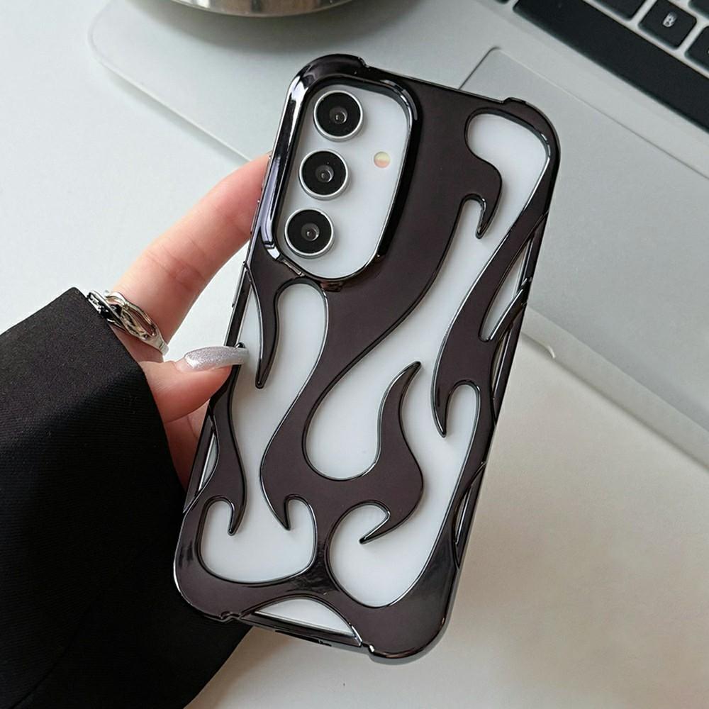 Für Samsung Galaxy S25+ Hülle Hohles Flammen-Design Galvanisierte TPU Handyhülle