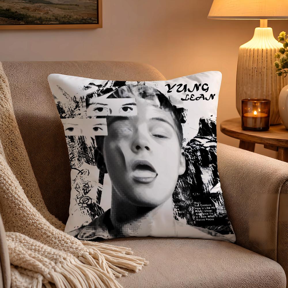Rapper Singer Yung Lean Cushion Cover Soft Plush Cushion Cover Double Print And Invisible Zipper For Sofa Home Car Use