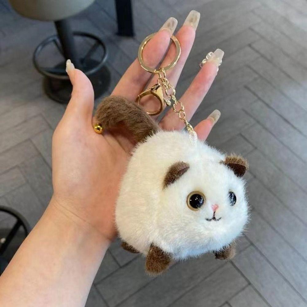 3D Eyes Plush Black Cat Pendant Squeezing Cat Plush Keychain  Birthday Present