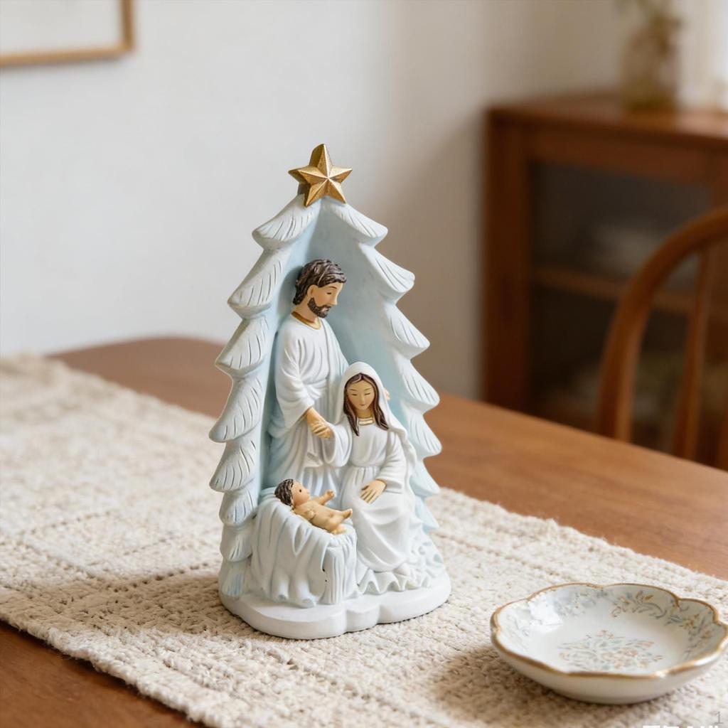 Christmas Nativity Scene Figurine Traditional Hand Painted Xmas Sculpture