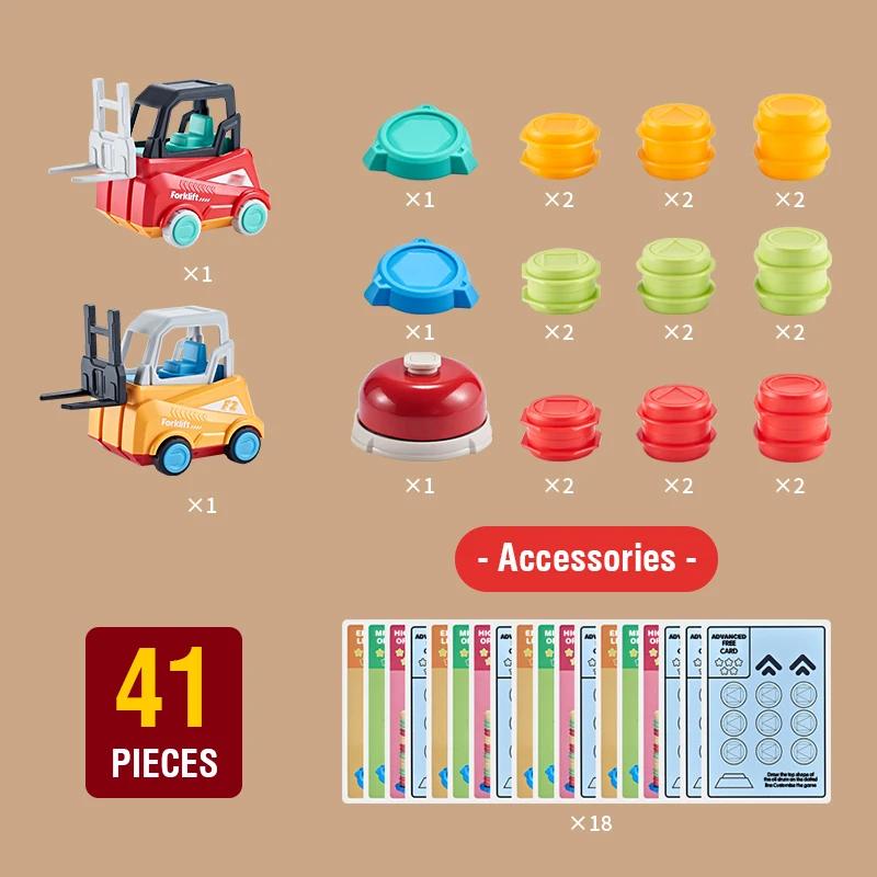 Children s Engineering Forklift Truck Press Push Car Model Stack Drums Game Simulated Forklift Transport Kids Educational Toys