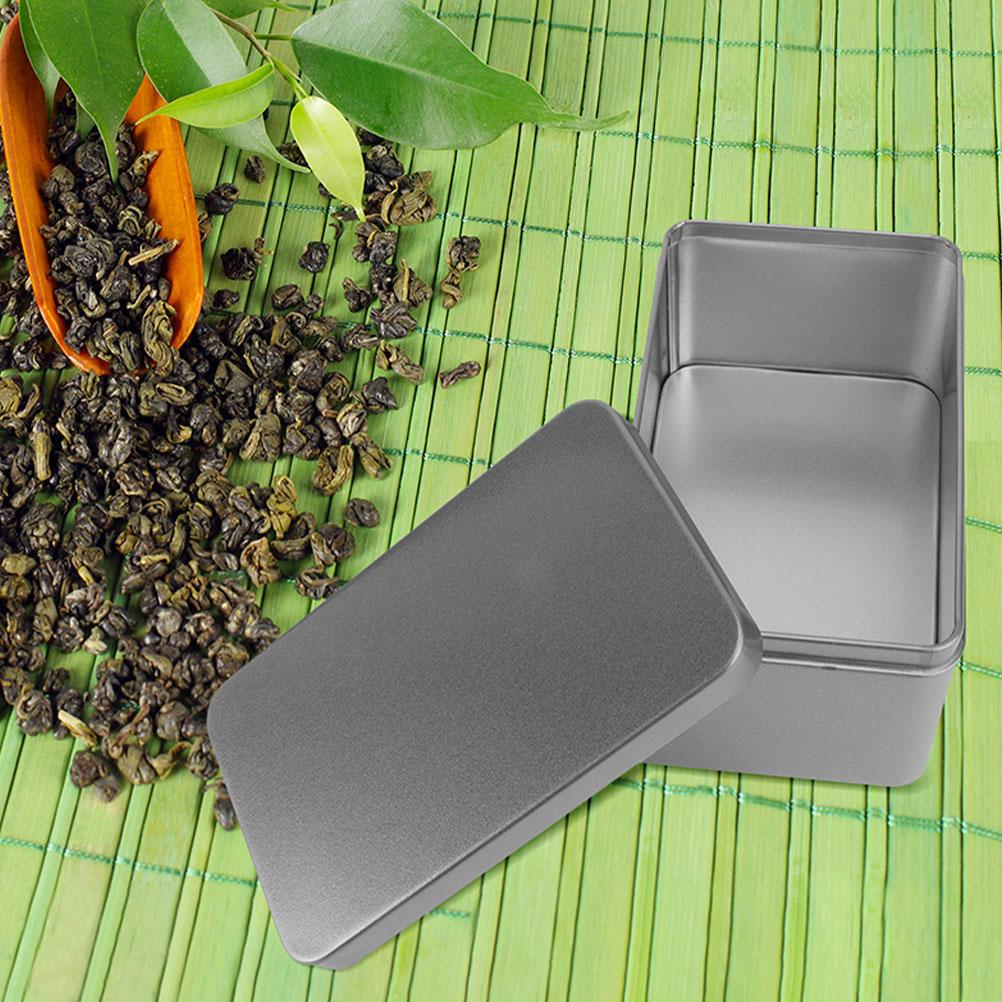 2 Pcs Tea Storage Box Tinplate Canister for Bulk Tea Organizer Tea Rectangular Storage Box Packaging Organization