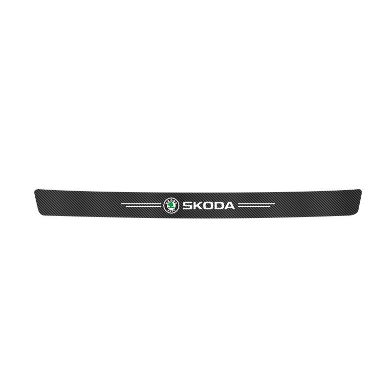 YJXH1 Car Door Sill Stickers Carbon Fiber Leather Anti-stepping Protector For Skoda Octavia VRS Rapid Kodiaq Fabia Karoq Superb Scala