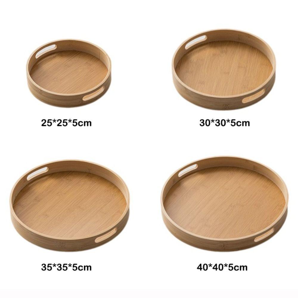 25/30/35/40CM Wood Tray Round Food Bread Pan New Decorative Tray Breakfast Dinner