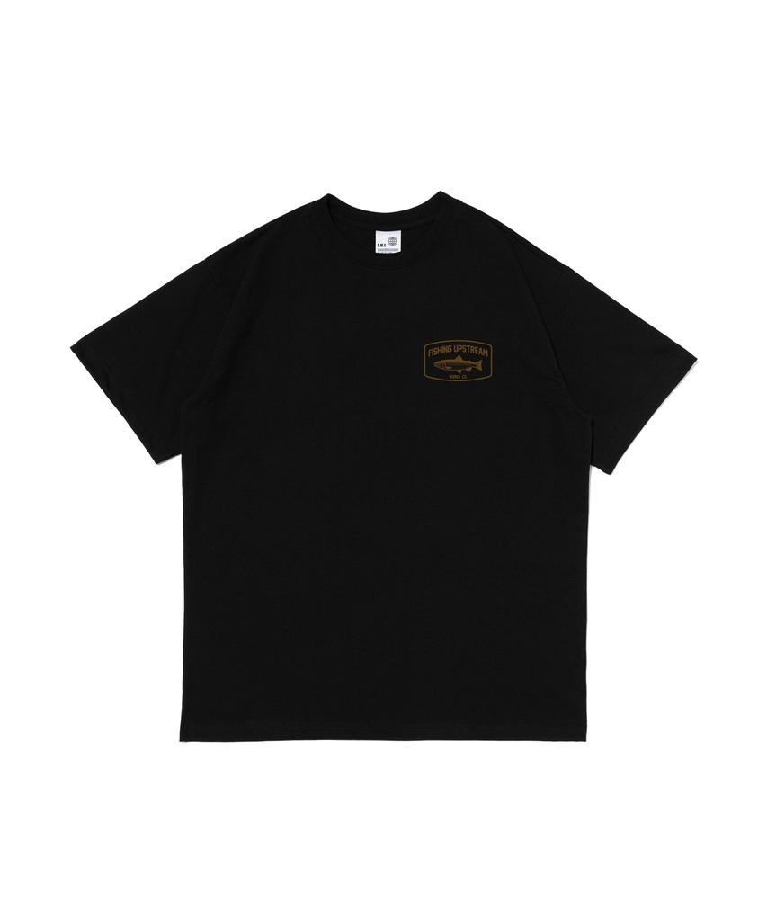 Wogseuaenko Upstream Fishing Short Sleeve T-Shirt (Black)