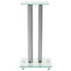 Speaker Stands Column Design 2 Pcs Tempered Glass Silver