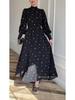 2025 Spring Loose Tie Floral Satin Long Sleeve Dress