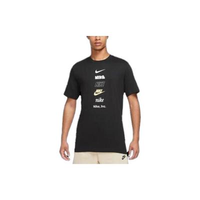 Logo Print Rundhals T-Shirt Herren Oberteile Schwarz DZ2875-010