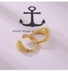 European & American Large Titanium Steel Water Drop Ring, 18K Gold Plated, Hammered Texture, Asymmetrical Open Design