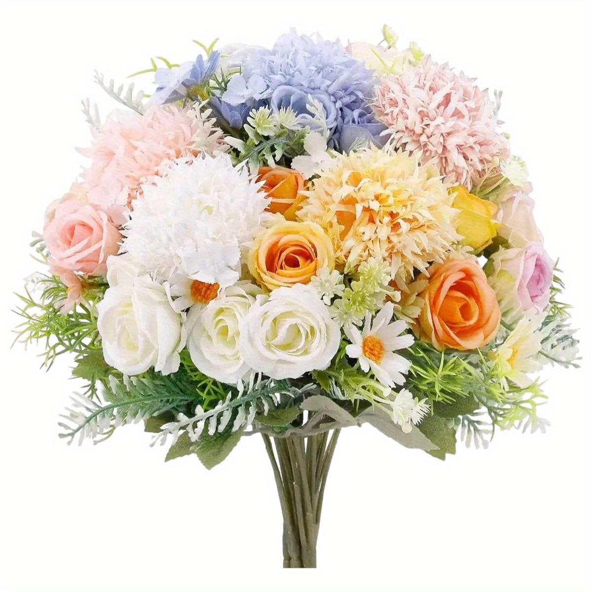 

4Pcs Fake Rose Hydrangea Bouquet Decor Plastic Dandelion Flower Arrangements Wedding Decoration Table Centerpieces Decoration 4pcs